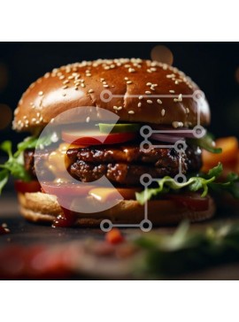 Σετ των 2 Intra Συλλεκτικό Ξύλινο Παζλ Plywood  4mm - Λαχταριστό Cheeseburger με φρέσκα υλικά Σε Ξύλινο Κουτί - Διαστάσεις: 10x10 cm – 25 κομμάτια