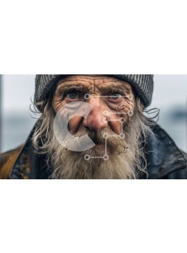 Intra Συλλεκτικό Ξύλινο Παζλ Plywood  4mm - Πορτρέτο ενός γέρου με μια σοβαρή έκφραση Σε Ξύλινο Κουτί - Διαστάσεις Puzzle: 10x10 cm – 25 κομμάτια