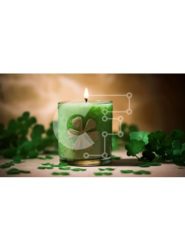 Intra Συλλεκτικό Ξύλινο Παζλ Plywood  4mm - Όμορφη εικόνα ενός πράσινου κεριού με τριφύλλια Σε Ξύλινο Κουτί - Διαστάσεις Puzzle: 10x10 cm – 25 κομμάτια