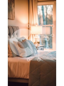 Intra Συλλεκτικό Ξύλινο Παζλ Plywood  4mm - Όμορφο και άνετο υπνοδωμάτιο με θέα στην πόλη στο ηλιοβασίλεμα Σε Ξύλινο Κουτί - Διαστάσεις Puzzle: 10x10 cm – 25 κομμάτια