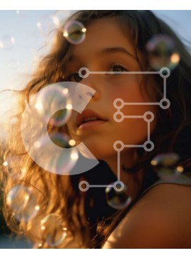 Intra Συλλεκτικό Ξύλινο Παζλ Plywood  4mm - Όμορφη εικόνα ενός κοριτσιού που φυσά φυσαλίδες κατά τη διάρκεια του ηλιοβασιλέματος Σε Ξύλινο Κουτί - Διαστάσεις Puzzle: 10x10 cm – 25 κομμάτια