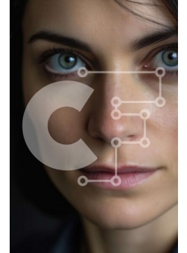 Intra Συλλεκτικό Ξύλινο Παζλ Plywood  4mm - Ασπρόμαυρο πορτρέτο μιας σοβαρής γυναίκας με μακριά μαύρα μαλλιά και πράσινα μάτια Σε Ξύλινο Κουτί - Διαστάσεις Puzzle: 10x10 cm – 25 κομμάτια