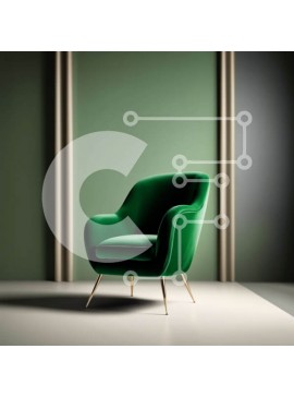 Intra Συλλεκτικό Ξύλινο Παζλ Plywood  4mm - Κομψή πράσινη βελούδινη πολυθρόνα σε μινιμαλιστικό σκηνικό Σε Ξύλινο Κουτί - Διαστάσεις Puzzle: 10x10 cm – 25 κομμάτια