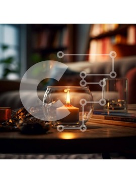 Intra Συλλεκτικό Ξύλινο Παζλ Plywood  4mm - Άνετο σαλόνι με ένα αναμμένο κερί στο τραπέζι Σε Ξύλινο Κουτί - Διαστάσεις Puzzle: 10x10 cm – 25 κομμάτια