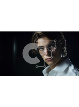 Intra Συλλεκτικό Ξύλινο Παζλ Plywood  4mm - Σοβαρός νεαρός άνδρας με γυαλιά και λευκό πουκάμισο Σε Ξύλινο Κουτί - Διαστάσεις Puzzle: 10x10 cm – 25 κομμάτια