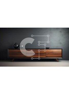 Intra Συλλεκτικό Ξύλινο Παζλ Plywood  4mm - Μοντέρνος μπουφές από ξύλο και μέταλλο με μαύρα βάζα Σε Ξύλινο Κουτί - Διαστάσεις Puzzle: 10x10 cm – 25 κομμάτια