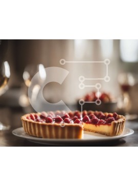 Σετ των 2 Intra Συλλεκτικό Ξύλινο Παζλ Plywood  4mm - Λαχταριστή βατόπιτα με ποτήρια κρασιού στο τραπέζι Σε Ξύλινο Κουτί - Διαστάσεις: 10x10 cm – 25 κομμάτια