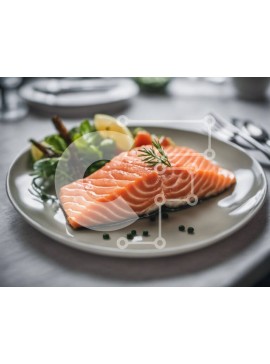 Σετ των 2 Intra Συλλεκτικό Ξύλινο Παζλ Plywood  4mm - Νόστιμο πιάτο με σολομό και λαχανικά Σε Ξύλινο Κουτί - Διαστάσεις: 10x10 cm – 25 κομμάτια