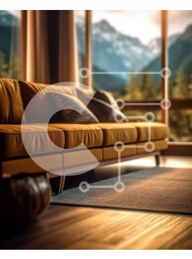 Intra Συλλεκτικό Ξύλινο Παζλ Plywood  4mm - Κομψός κίτρινος καναπές με εκπληκτική θέα στο βουνό Σε Ξύλινο Κουτί - Διαστάσεις Puzzle: 10x10 cm – 25 κομμάτια