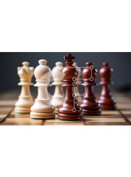 Intra Συλλεκτικό Ξύλινο Παζλ Plywood  4mm - Σκακιέρα με λευκά και κόκκινα σκακιστικά κομμάτια Σε Ξύλινο Κουτί - Διαστάσεις Puzzle: 10x10 cm – 25 κομμάτια