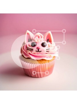 Σετ των 2 Intra Συλλεκτικό Ξύλινο Παζλ Plywood  4mm - Αξιολάτρευτο ροζ cupcake με χαριτωμένο πρόσωπο γάτας Σε Ξύλινο Κουτί - Διαστάσεις: 10x10 cm – 25 κομμάτια