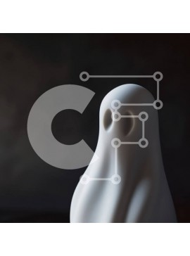 Intra Συλλεκτικό Ξύλινο Παζλ Plywood  4mm - Ειδώλιο σε σχήμα φαντάσματος σε μαύρο φόντο Σε Ξύλινο Κουτί - Διαστάσεις Puzzle: 10x10 cm – 25 κομμάτια