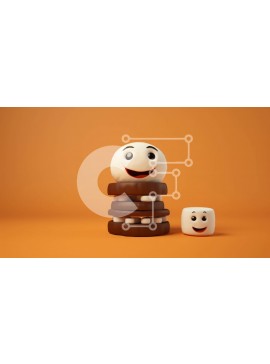 Σετ των 2 Intra Συλλεκτικό Ξύλινο Παζλ Plywood  4mm - Marshmallows καλυμμένα με σοκολάτα στοιβαγμένα το ένα πάνω στο άλλο Σε Ξύλινο Κουτί - Διαστάσεις: 10x10 cm – 25 κομμάτια