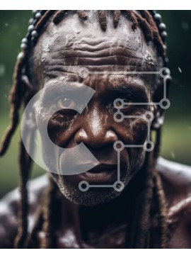 Intra Συλλεκτικό Ξύλινο Παζλ Plywood  4mm - Πορτρέτο ενός ηλικιωμένου άνδρα με Dreadlocks Σε Ξύλινο Κουτί - Διαστάσεις Puzzle: 10x10 cm – 25 κομμάτια