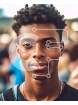 Intra Συλλεκτικό Ξύλινο Παζλ Plywood  4mm - Σοβαρός μαύρος με μαύρο πουκάμισο που στέκεται μπροστά από το πλήθος - Φωτογραφία Αρχείου Σε Ξύλινο Κουτί - Διαστάσεις Puzzle: 10x10 cm – 25 κομμάτια