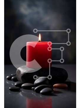 Intra Συλλεκτικό Ξύλινο Παζλ Plywood  4mm - Μυστηριώδες κόκκινο κερί που τρεμοπαίζει σε μαύρο φόντο με πέτρες Σε Ξύλινο Κουτί - Διαστάσεις Puzzle: 10x10 cm – 25 κομμάτια