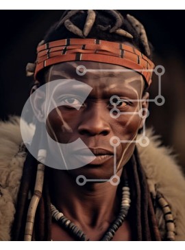 Intra Συλλεκτικό Ξύλινο Παζλ Plywood  4mm - Πορτρέτο ενός σοβαρού Αφρικανού με παραδοσιακά ρούχα και κοσμήματα Σε Ξύλινο Κουτί - Διαστάσεις Puzzle: 10x10 cm – 25 κομμάτια