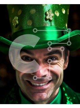 Intra Συλλεκτικό Ξύλινο Παζλ Plywood  4mm - Χαμογελαστός άνδρας με παπιγιόν και πράσινο καπέλο Σε Ξύλινο Κουτί - Διαστάσεις Puzzle: 10x10 cm – 25 κομμάτια