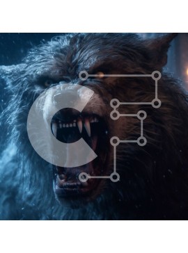 Intra Συλλεκτικό Ξύλινο Παζλ Plywood  4mm - Άγριος λυκάνθρωπος που γρυλίζει στη σκοτεινή και θυελλώδη νύχτα Σε Ξύλινο Κουτί - Διαστάσεις Puzzle: 10x10 cm – 25 κομμάτια