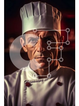 Σετ των 2 Intra Συλλεκτικό Ξύλινο Παζλ Plywood  4mm - Έντονο πορτρέτο ενός σεφ με καπέλο και ποδιά Σε Ξύλινο Κουτί - Διαστάσεις: 10x10 cm – 25 κομμάτια