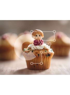 Σετ των 2 Intra Συλλεκτικό Ξύλινο Παζλ Plywood  4mm - Cupcake με αξιολάτρευτη διακόσμηση για το κοριτσάκι Σε Ξύλινο Κουτί - Διαστάσεις: 10x10 cm – 25 κομμάτια