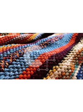 Intra Συλλεκτικό Ξύλινο Παζλ Plywood  4mm - Ζωντανό πλεκτό χαλί σε μπλε, πράσινο και κίτρινο Σε Ξύλινο Κουτί - Διαστάσεις Puzzle: 10x10 cm – 25 κομμάτια