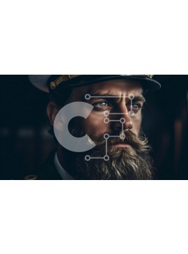 Intra Συλλεκτικό Ξύλινο Παζλ Plywood  4mm - Πορτρέτο ενός σοβαρού ναυτικού καπετάνιου με ένα τηλεσκόπιο Σε Ξύλινο Κουτί - Διαστάσεις Puzzle: 10x10 cm – 25 κομμάτια