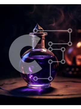 Σετ των 2 Intra Συλλεκτικό Ξύλινο Παζλ Plywood  4mm - Εκπληκτική εικόνα μωβ υγρού σε γυάλινο μπουκάλι σε ξύλινο τραπέζι Σε Ξύλινο Κουτί - Διαστάσεις: 10x10 cm – 25 κομμάτια