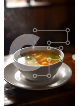 Σετ των 2 Intra Συλλεκτικό Ξύλινο Παζλ Plywood  4mm - Νόστιμο μπολ σούπας με ένα ποτήρι νερό σε ένα τραπέζι Σε Ξύλινο Κουτί - Διαστάσεις: 10x10 cm – 25 κομμάτια