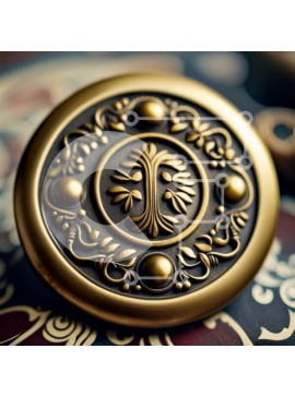 Σετ των 2 Intra Συλλεκτικό Ξύλινο Παζλ Plywood  4mm - Περίτεχνο μπρούτζινο κουμπί με περίπλοκα φλοράλ σχέδια Σε Ξύλινο Κουτί - Διαστάσεις: 10x10 cm – 25 κομμάτια