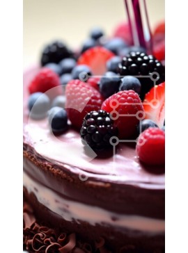Intra Συλλεκτικό Ξύλινο Παζλ Plywood  4mm - Decadent κέικ σοκολάτας με φρέσκες φράουλες και βατόμουρα Σε Ξύλινο Κουτί - Διαστάσεις: 10x10 cm – 25 κομμάτια