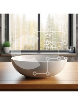 Intra Συλλεκτικό Ξύλινο Παζλ Plywood  4mm - Λευκός κεραμικός νεροχύτης σε ξύλινο τραπέζι με θέα στο δάσος Σε Ξύλινο Κουτί - Διαστάσεις Puzzle: 10x10 cm – 25 κομμάτια