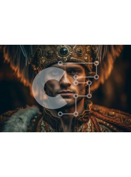 Intra Συλλεκτικό Ξύλινο Παζλ Plywood  4mm - Πορτρέτο ανθρώπου με χρυσό στέμμα και μανδύα με επένδυση από γούνα Σε Ξύλινο Κουτί - Διαστάσεις Puzzle: 10x10 cm – 25 κομμάτια