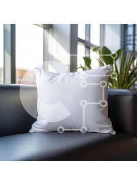 Intra Συλλεκτικό Ξύλινο Παζλ Plywood  4mm - Λευκό μαξιλάρι σε μαύρο καναπέ μπροστά από ένα μεγάλο παράθυρο Σε Ξύλινο Κουτί - Διαστάσεις Puzzle: 10x10 cm – 25 κομμάτια