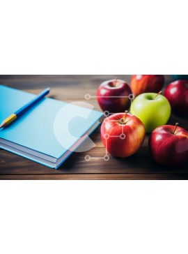 Σετ των 2 Intra Συλλεκτικό Ξύλινο Παζλ Plywood  4mm - Στοίβα από μήλα και σημειωματάριο σε ξύλινο τραπέζι Σε Ξύλινο Κουτί - Διαστάσεις: 10x10 cm – 25 κομμάτια