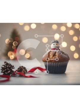 Σετ των 2 Intra Συλλεκτικό Ξύλινο Παζλ Plywood  4mm - Cupcake χιονάνθρωπος με διακοσμητικό κουκουνάρι Σε Ξύλινο Κουτί - Διαστάσεις: 10x10 cm – 25 κομμάτια