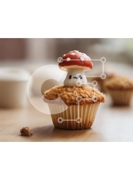 Σετ των 2 Intra Συλλεκτικό Ξύλινο Παζλ Plywood  4mm - Cupcake με κομματάκια σοκολάτας σε τεχνητό μανιτάρι Σε Ξύλινο Κουτί - Διαστάσεις: 10x10 cm – 25 κομμάτια