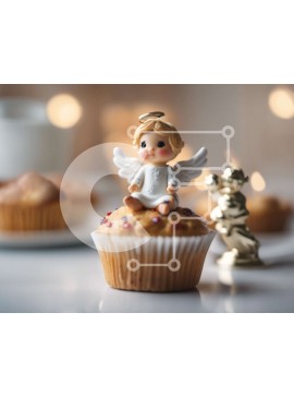 Σετ των 2 Intra Συλλεκτικό Ξύλινο Παζλ Plywood  4mm - Cupcake με ειδώλιο αγγέλου Σε Ξύλινο Κουτί - Διαστάσεις: 10x10 cm – 25 κομμάτια