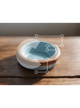 Intra Συλλεκτικό Ξύλινο Παζλ Plywood  4mm - Γαλάζιο κεραμικό μπολ με ξύλινο χείλος σε ξύλινο τραπέζι Σε Ξύλινο Κουτί - Διαστάσεις Puzzle: 10x10 cm – 25 κομμάτια