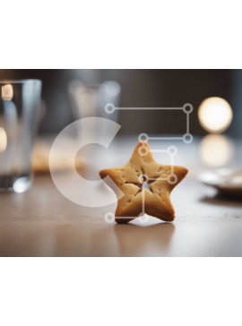 Σετ των 2 Intra Συλλεκτικό Ξύλινο Παζλ Plywood  4mm - Μπισκότο σε σχήμα αστεριού στο τραπέζι με ποτήρια και πιάτα Σε Ξύλινο Κουτί - Διαστάσεις: 10x10 cm – 25 κομμάτια