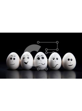 Σετ των 2 Intra Συλλεκτικό Ξύλινο Παζλ Plywood  4mm - Σειρά λευκών αυγών με χαμογελαστά πρόσωπα Σε Ξύλινο Κουτί - Διαστάσεις: 10x10 cm – 25 κομμάτια