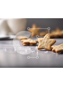 Σετ των 2 Intra Συλλεκτικό Ξύλινο Παζλ Plywood  4mm - Μπισκότα σε σχήμα αστεριού στο τραπέζι με φλιτζάνι καφέ Σε Ξύλινο Κουτί - Διαστάσεις: 10x10 cm – 25 κομμάτια