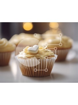 Σετ των 2 Intra Συλλεκτικό Ξύλινο Παζλ Plywood  4mm - Cupcakes με λευκό frosting και διακοσμητικά σε σχήμα καρδιάς Σε Ξύλινο Κουτί - Διαστάσεις: 10x10 cm – 25 κομμάτια