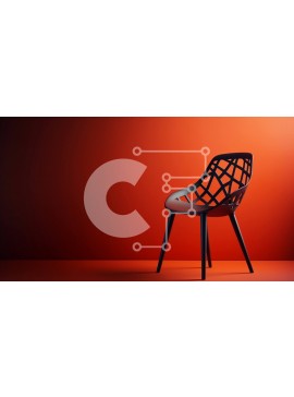 Intra Συλλεκτικό Ξύλινο Παζλ Plywood  4mm - Κομψή μαύρη καρέκλα με πορτοκαλί φόντο Σε Ξύλινο Κουτί - Διαστάσεις Puzzle: 10x10 cm – 25 κομμάτια