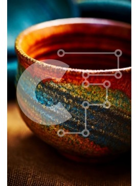 Intra Συλλεκτικό Ξύλινο Παζλ Plywood  4mm - Όμορφη εικόνα ενός πολύχρωμου κεραμικού μπολ με περίπλοκα σχέδια Σε Ξύλινο Κουτί - Διαστάσεις: 10x10 cm – 25 κομμάτια