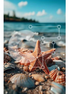 Σετ των 2 Intra Συλλεκτικό Ξύλινο Παζλ Plywood  4mm - Όμορφη εικόνα ενός αστερία σε μια παραλία Σε Ξύλινο Κουτί - Διαστάσεις: 10x10 cm – 25 κομμάτια