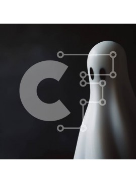 Intra Συλλεκτικό Ξύλινο Παζλ Plywood  4mm - Στολίδι με ειδώλιο λευκό φάντασμα σε σκούρο φόντο Σε Ξύλινο Κουτί - Διαστάσεις Puzzle: 10x10 cm – 25 κομμάτια