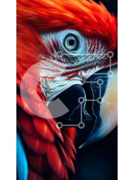 Σετ των 2 Intra Συλλεκτικό Ξύλινο Παζλ Plywood  4mm - Κοντινό πλάνο ενός πορτοκαλί και μπλε παπαγάλου Σε Ξύλινο Κουτί - Διαστάσεις: 10x10 cm – 25 κομμάτια