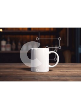 Σετ των 2 Intra Συλλεκτικό Ξύλινο Παζλ Plywood  4mm - Λευκή κούπα καφέ σε ξύλινο τραπέζι σε μπαρ Σε Ξύλινο Κουτί - Διαστάσεις: 10x10 cm – 25 κομμάτια