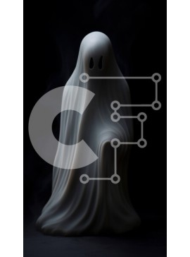 Intra Συλλεκτικό Ξύλινο Παζλ Plywood  4mm - Λευκό φάντασμα αγαλμάτιο για αποκριάτικες διακοσμήσεις Σε Ξύλινο Κουτί - Διαστάσεις Puzzle: 10x10 cm – 25 κομμάτια